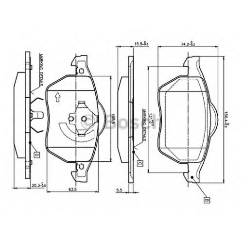 Bosch Brake Pad (Front) 0986TB2214 Bosch Brake Pad (Front) 0986TB2214