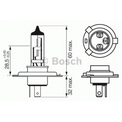 Bulb Xenon Blue 12V H4 60/55W P43T Bosch 1987302045