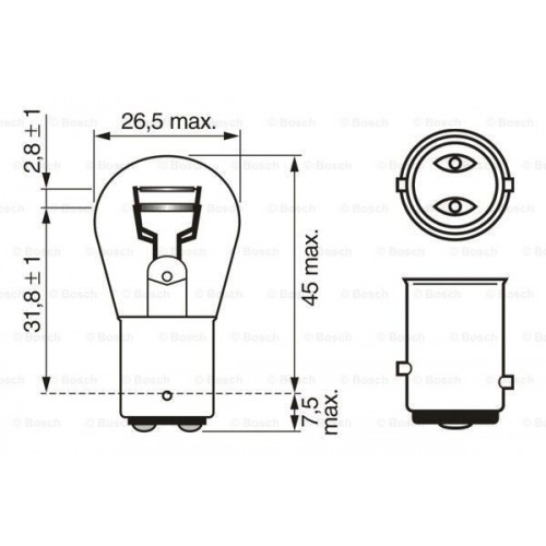 Bulb 12V P21/5W 21/5W BAY15D Bosch 1987302202 Bulb 12V P21/5W 21/5W BAY15D Bosch 1987302202