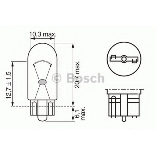 Bulb Truck Light 24V W5W 5W 2845 Bosch 1987302518