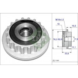 INA 535 0118 10 Alternator Freewheel Clutch Volkswagen 070 903 024